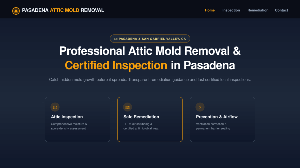 pasadenaatticmoldremoval.com live preview screenshot